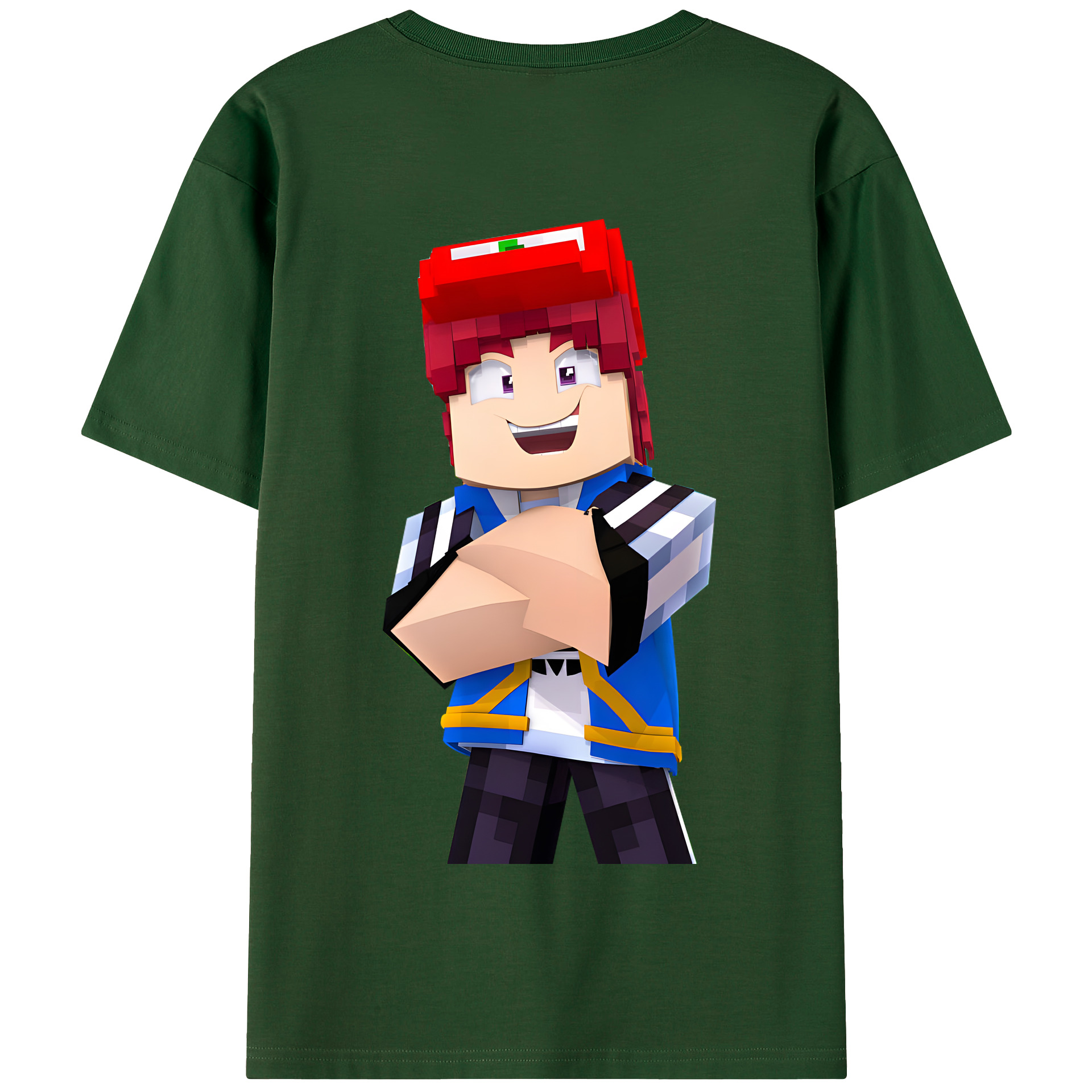 （画像用） マインクラフト ブロックの世界 Minecraft MC Block world 綿100％半袖Tシャツ（背面プリント）